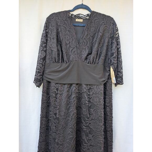 Kiyonna Screen Siren Lace Evening Gown Womens Sz 2X Black Formal Gala Wedding - Picture 3 of 9